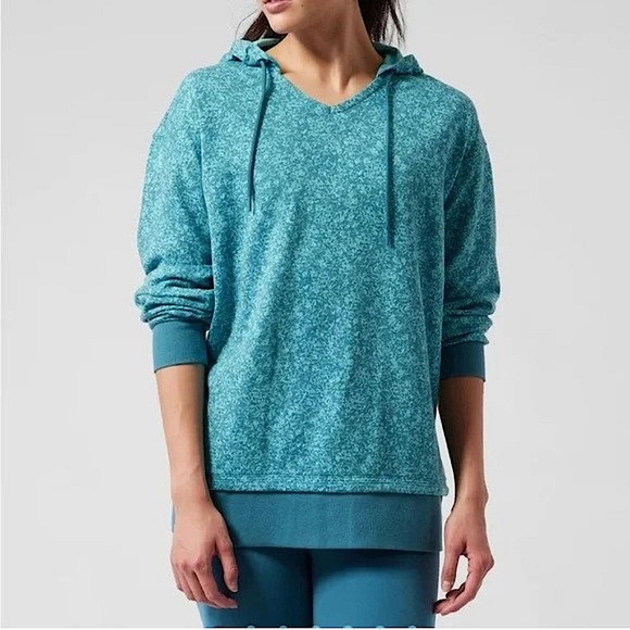 Athleta Woman's Teal Blue Hooded Sweatshirt Size Medium - Picture 1 of 8